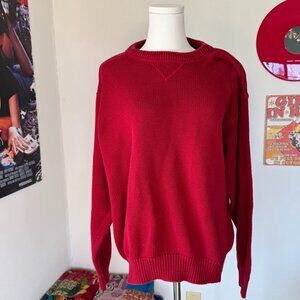 Vintage Croft and Barrow Bright Red Knit Crewneck Sweater